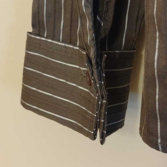 New York & Co Women's Brown Striped Shirt - Picture 3 of 4